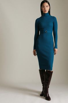 Belted Rib Knit Dress Rib Knit Dress, Ribbed Knit Dress, Karen Millen, Dress Blue, Dress Collection, Knit Dress, Blue Dresses, Click Here, Rib Knit