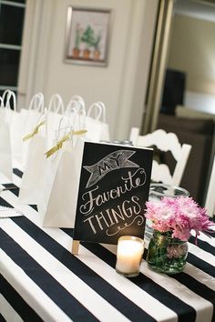 there is a sign on the table that says favorite things