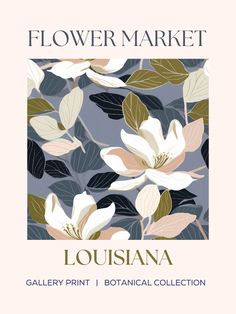 the flower market poster with flowers and leaves