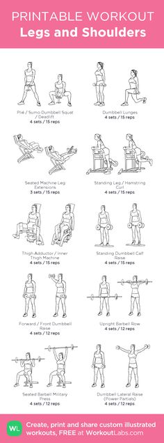 the printable workout poster shows how to do squats and shoulder exercises for women