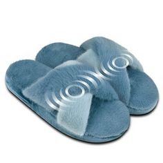 Health Touch foot massaging slippers, faux fur super soft fabric. Memory foam cozy women slide slippers open toe slip on house shoes sandals. Luxury for everyone with superior quality at an affordable price. Made with soft sole while lounging around the house . Open toe keeps your feet breathable without your toes sweating. Along with soft plush lining, very fluffy and relaxing to feet. Operated by 4AAAbatteries (not included). One Size Fits Most. Color: Blue.  Gender: female.  Age Group: adult. Memory Foam Sandals, Foam Sandals, Sandals Luxury, Women Slides, Slide Slippers, House Shoes, Blue Gender, Soft Plush, Soft Fabric