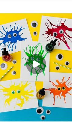 Halloween Painting For Toddlers, Crazy Art Ideas, Watercolor Projects For Kids, Monster Painting, First Grade Art, Monster Craft, Fun Halloween Crafts, Creative Mom, Classroom Art