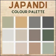 the japanese color palette is made up of different colors and shapes, including brown, green,