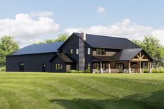 this is an artist's rendering of a modern house in the country side view