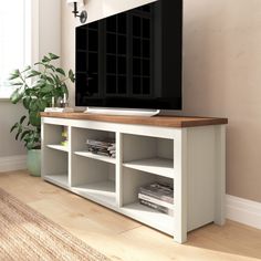 Storage abounds in this gray wash oak finished TV stand, which features six cubbies crafted from engineered wood that are perfect for holding books, decor, blankets, and more! Designed to hold TV's up to 80 inches, this classic and versatile console is ideal for any living room or family room 65 Tv Stand, Metal Tv Stand, Target Tv Stand, Books Decor, Black Room, Tv Stand Wood, Media Storage, Room Dimensions, Composite Wood