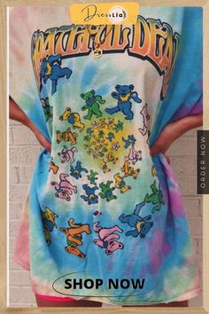 Round Neck Tie-dyed Bear T-shirt Bear Y2k, Aesthetic Outfits Y2k, Print Shirts Women, Cute Letters, Outfits Y2k, Y2k Aesthetic Outfits, Graphic Tees Vintage, Loose Pullover, Styl Boho