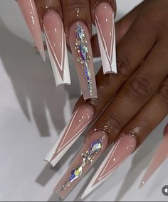 Xxl Nail Designs, White Tip Nail Designs, Acrylic Nail Designs Classy, Bday Nails, Flag Nails, 2019 Nails, White Tip Nails, Edge Nails, Pedicure Designs