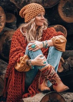 Bohemian Style Clothing Winter, Vetement Hippie Chic, Stile Hippie Chic, Look Hippie Chic, Bohemian Winter, Stile Boho Chic, Moda Hippie