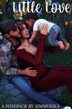 a man and woman are sitting on the ground while holding a baby in their arms