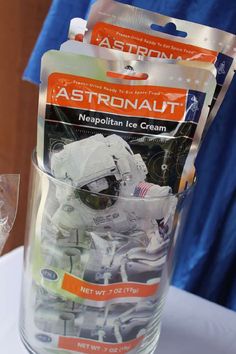 an astronaut ice cream packet sitting on top of a table