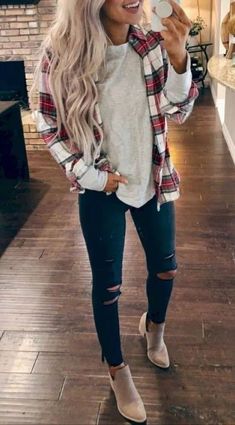 Classy Fall Outfits, Mode Tips, Flannel Outfits, Trendy Outfits Winter, School Looks, Cute Fall Outfits, Fall Fashion Trends, Fall Fashion Outfits, Casual Fall Outfits