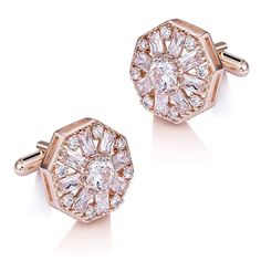 Rose Gold Octagon Cylinder Cufflinks Formal Rose Gold Octagon Jewelry, Formal Rose Gold Octagonal Jewelry, Rose Gold Cufflinks For Formal Occasions, Rose Gold Formal Cufflinks, Elegant Rose Gold Cufflinks For Business, Elegant Rose Gold Cufflinks For Wedding, Clear Stone, Christmas Bags, Color Textures