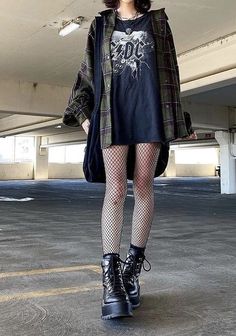 Grunge Fits, Alt Outfits, Rock Outfit, Cooler Look, Looks Black, Punk Outfits, Alt Fashion