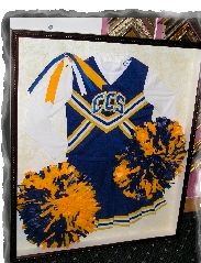 this is an image of a cheerleader's uniform with pom poms