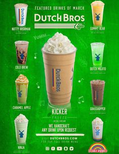 a poster with different types of drinks on it's side and the names of each drink