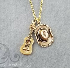 Cowboy Hat Necklace Guitar Necklace Charm Necklace Cowboy Jewelry Cowboy Necklace Boho Jewelry Bohem Cowboy Jewelry, Guitar Jewelry, Hipster Gifts, Cross Charm Necklace, Western Necklaces, Country Jewelry, Christian Necklace, Music Jewelry, Silver Jewelry Necklace