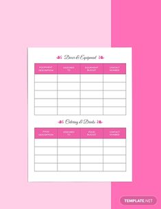 a pink and white checklist with the words wedding planner written in black on it