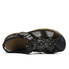 Color: Black,Brown,Khaki Closure Type: Elastic Band,Velcro Feature: Toe-Protected,Soft,Slip Resistant Size: US 10.5,US 8,US 9,US 10,US 7.5,US 8.5,US 6.5 Shoes Type: Outdoor Sandals,Beach Sandals Toe Type: Closed Toe Upper Material: Cowhide Outsole Material: Rubber Sunglasses Necklace, Sandals Beach, Outdoor Sandals, Shoe Boot Sandals, Beach Casual, Sneaker Heels, Beach Sandals, Boot Sandals, Types Of Shoes