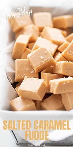 salted caramel fudge in a white bowl