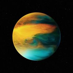 an orange and blue planet in the sky