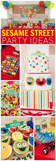 sesame street birthday party ideas including cupcakes, cake and desserts for kids