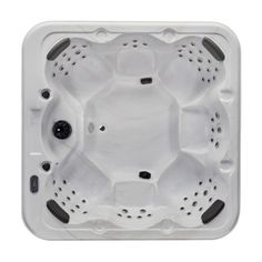 an image of a hot tub on a white background with the lid open to show the inside