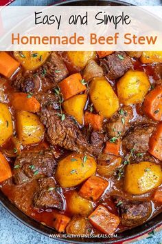 beef stew with carrots and potatoes in a bowl