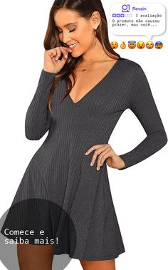 👗 Verdusa Women's Elegant Ribbed Sleeve Clothing and Dresses | 3 Avaliações de usuários Flowy Short Dress, Flowy Dress Short, Short Skater Dress, Rib Knit Fabric, Pretty Shorts, Plunging Neck, Ribbed Shorts, Flowy Shorts, Super Cute Dresses