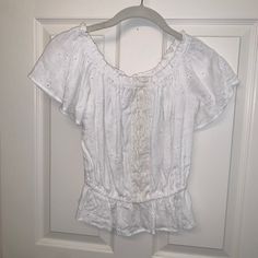 Preppy Lace Top From Nordstrom! Never Worn, Size Small/ Medium!! Dm With Questions! Nordstrom White Cotton Tops, White Cotton Nordstrom Tops, Nordstrom White Spring Top, White Nordstrom Top For Spring, Nordstrom Short Sleeve Tops For Summer, Nordstrom White Tops For Spring, Nordstrom Cotton Summer Tops, Spring Fitted Tops By Nordstrom, Chic Nordstrom Tops For Spring