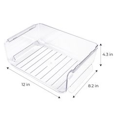 the bottom half of an empty plastic container with measurements