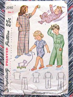 Vintage Sewing Patterns Children, Pajamas For Teens, Toddler Pajamas, Simplicity Sewing, Couture Vintage