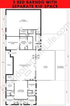 the floor plan for a 3 bedroom apartment with separate kid space in front of it