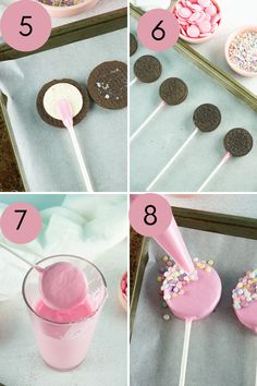 how to make oreo pops with pink icing and sprinkles