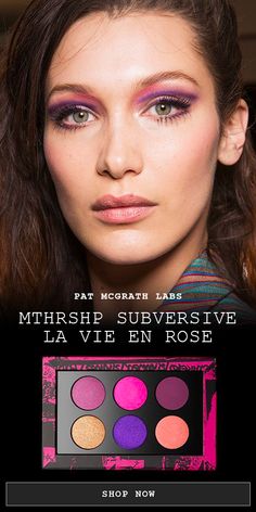 Spring + summer 2018 eye makeup idea created using Pat McGrath Labs MTHRSHP Subversive 'La Vie en Rose' eyeshadow palette—warm peach, bright fuchsia pink, rich purples, and metallic gold pigments | Shop Bella Hadid’s graphic eye makeup look at PATMcGRATH.COM | #springmakeup Graphic Eye Makeup, Teen Makeup Tutorial, Best Organic Makeup, Beginner Makeup Kit, Graphic Eyes, Best Natural Makeup, Waterproof Eyeshadow