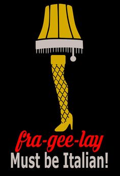 a lamp with the words fra - gee lay must be italian in red and yellow