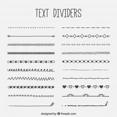 a set of hand drawn text dividers