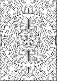 an intricate coloring book page for adults and children with abstract designs in black and white