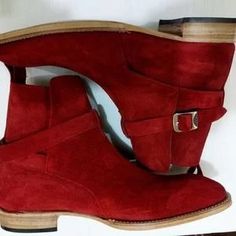 Red Suede Jodhpur Boots for Men High Ankle Leather Boots Ankle Leather Boots, Jodhpur Boots, Western Boots For Men, Mens Dress Boots, Brogue Boots, Mens Ankle Boots, Men’s Boots, Ankle Shoes, Harness Boots