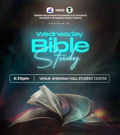 an open book with the words wednesday bible study on it