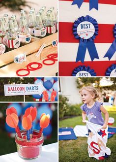 red, white and blue decorations are featured in this collage for the best party