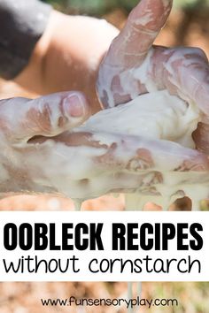 two hands holding food with the words obleck recipes without constarch on it