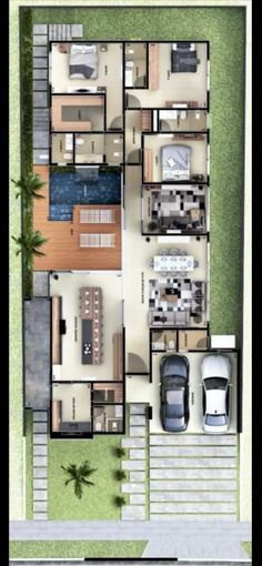 an aerial view of the floor plan of a house