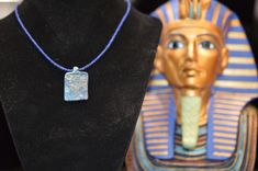 Ancient Egyptian Faience Pendant with a radiating sun, 2 royal ureaus cobras and sun disks Sun Necklace, 16 Inch Necklace, Sun Pendant, Middle Name, Diamond Gold, Cobalt Blue