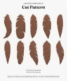 the cut pattern for feathers is shown in brown