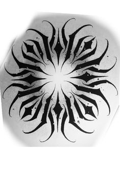 a black and white drawing of a flower on a paper plate with watermarks