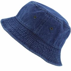 NEWHATTAN BRAND Denim Bucket Hats 100% Cotton Available in Small/Medium and Large/X-Large Brim/Visor measures approximately 2 Inner sweatband 2 brass eyelets for ventilation Brim Wide 2 " And 3.75 " Deep Crown, Size: S/M=56-57cm, L/XL=60-61cm Spring Outdoor Denim Hat, Denim Blue Hat For Spring Outdoor, Flat Brim Denim Blue Hat, Blue Denim Flat Brim Hat, Denim Blue Flat Brim Hat, Spring Denim Flat Brim Hat, Denim Blue Spring Outdoor Hat, Casual Dark Wash Short Brim Hat, Casual Dark Wash Adjustable Hat