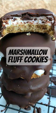 marshmallow fluff cookies stacked on top of each other with the words marshmallow