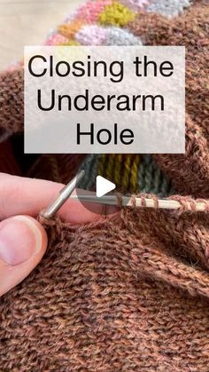 someone is crocheting the underarm hole on a sweater