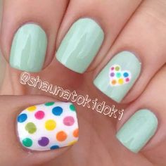 31. Rainbow Polka Dot Nail Design #polkadotnails #trendypins Polka Dot Nail Art Designs, Kids Nail Art, Kid Nails, Dot Nail Art Designs, Polka Dot Nail Designs, Dot Nails, Pastel Heart