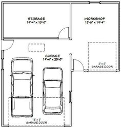 the floor plan for a two car garage